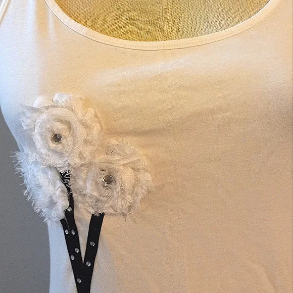 Ladies White Stretch Cotton TankTop - Picture 3 of 6